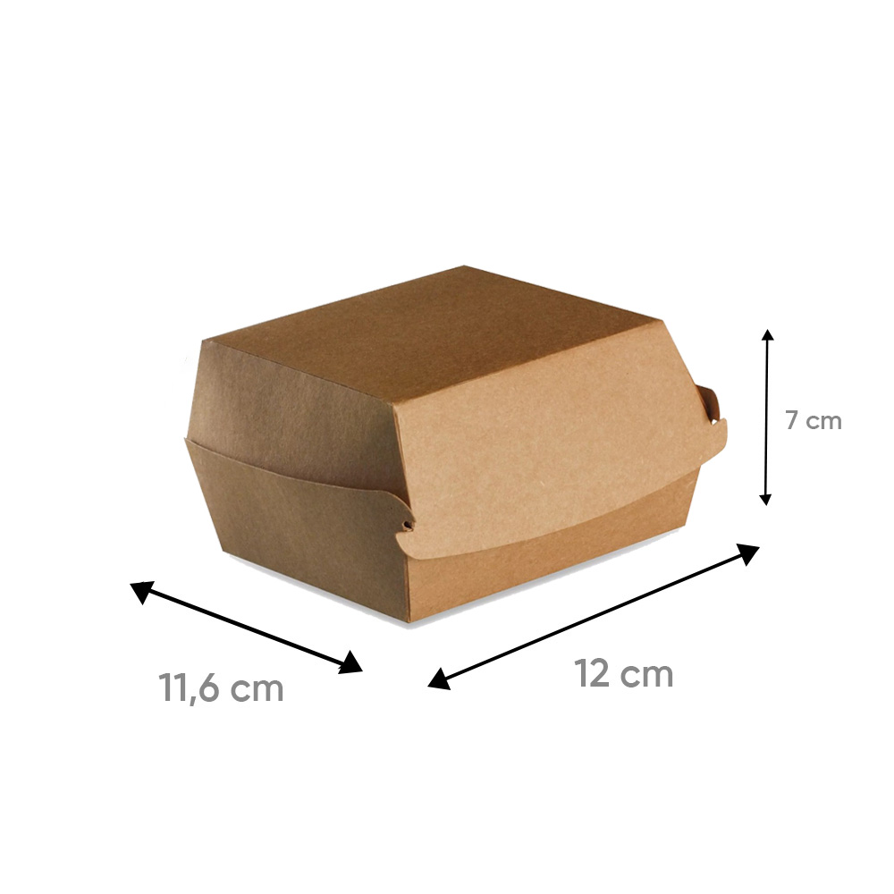 Boîte burger en carton kraft brun de taille M 12x12x7 cm